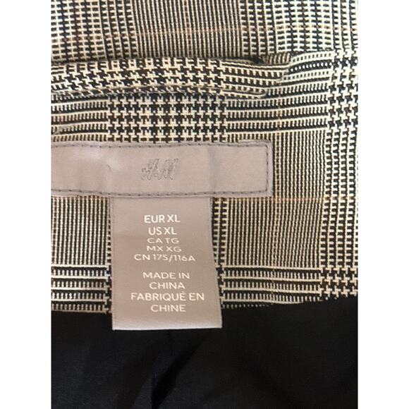 H&M Women's Gray Plaid Long Sleeve One Button Blazer Coat Suit Jacket Size XL - Picture 3 of 4